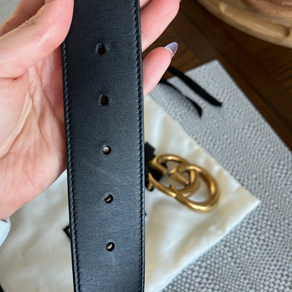**REAL** GUCCI Wide leather belt with Double G - Picture 6 of 6